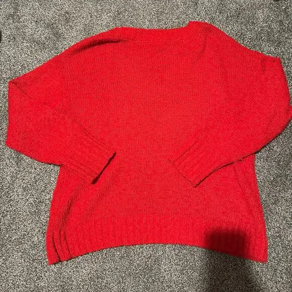 SANCTUARY Women's Popcorn Crew Neck Sweater Size L In Red - Picture 4 of 9